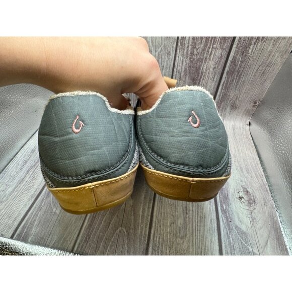 OluKai Lania Kilohana Slippers Womens 10 Gray Fabric Comfort Washable - Picture 8 of 12